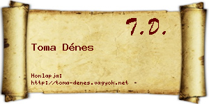 Toma Dénes névjegykártya